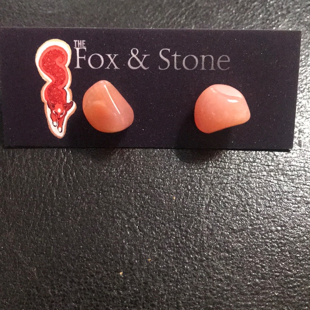 New pretty stone earrings  orangey pink color .